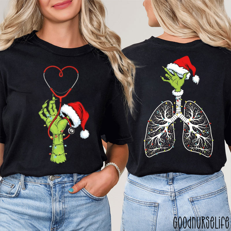 Lung With Christmas Lights Two Sided T-Shirt