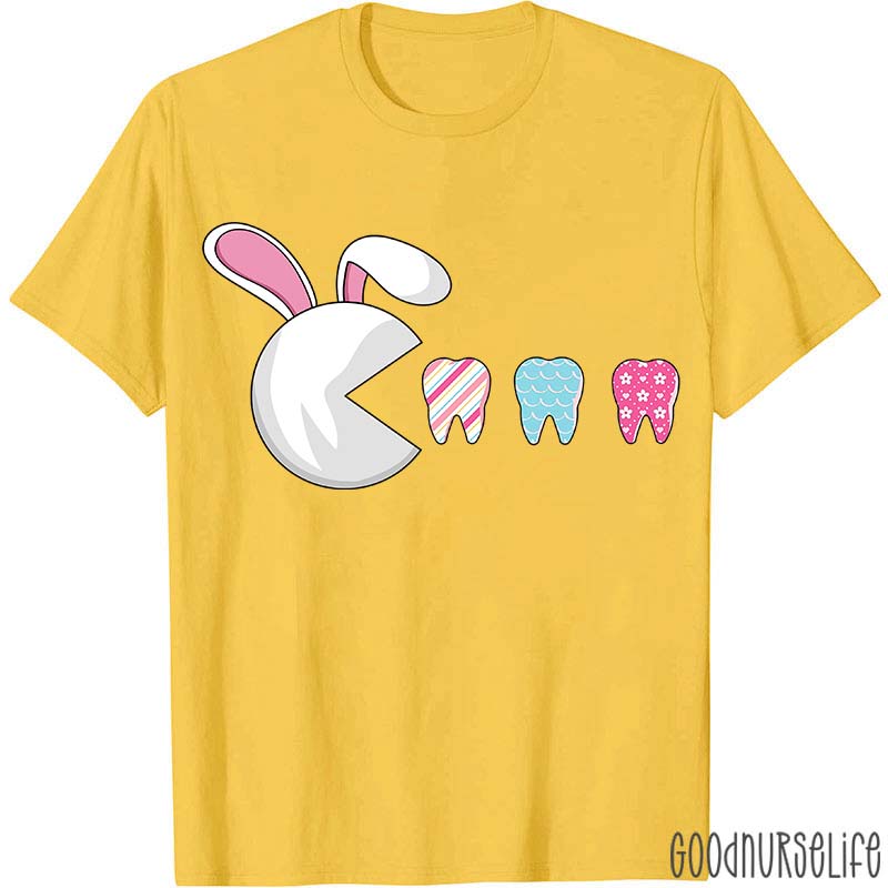 Pacman Easter Bunny Funny Dental T-Shirt
