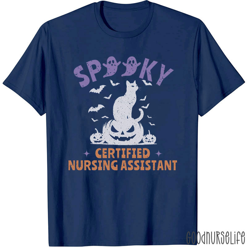 Spooky CNA Nurse And Cat Pumpkins Nurse T-Shirt