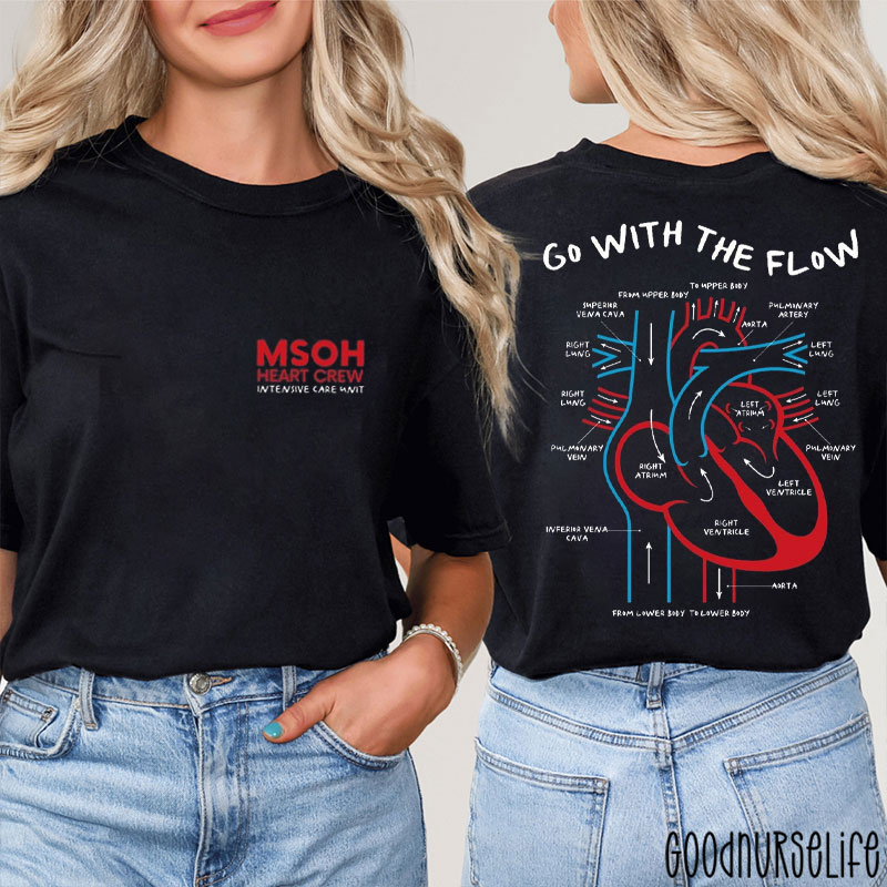 Personalized Cardiac Flow Diagram Nurse Two Sided T-Shirt