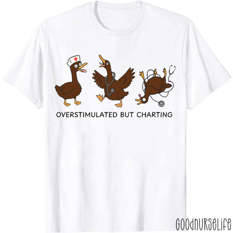 Overstimulated But Charting Nurse T-shirt