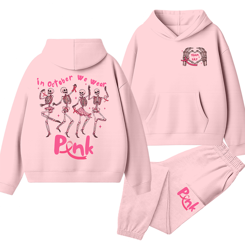 Personalized Dancing Skeletons For Breast Cancer Awareness Nurse Hoodie Set
