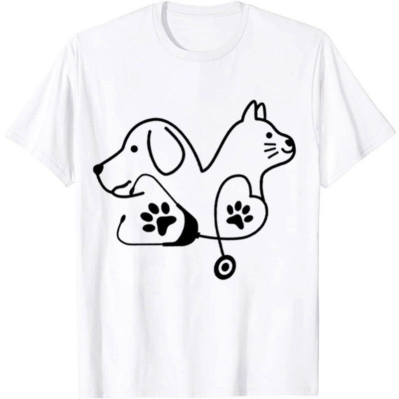 Dog And Cat Stethoscope Nurse T-shirt