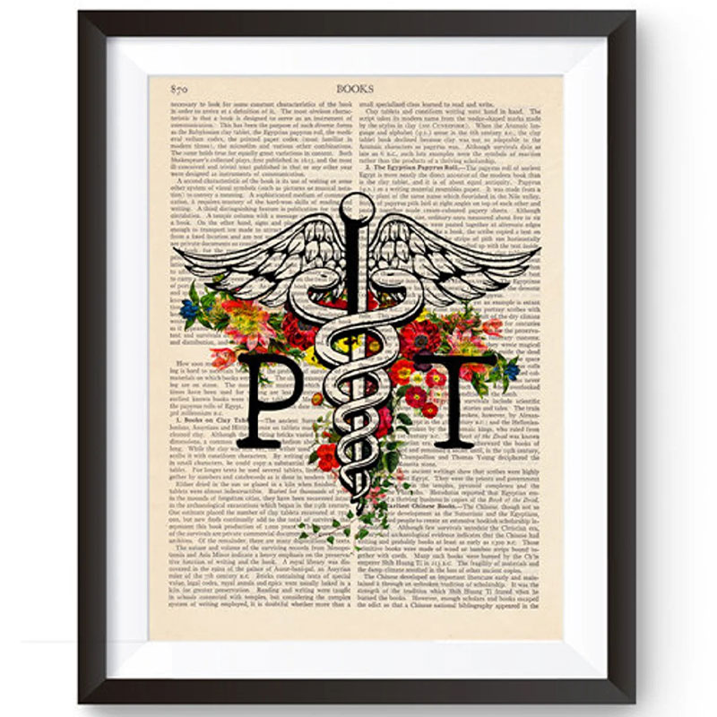 PT Physical Therapist Caduceus Medical Symbol Nurse Wall Art