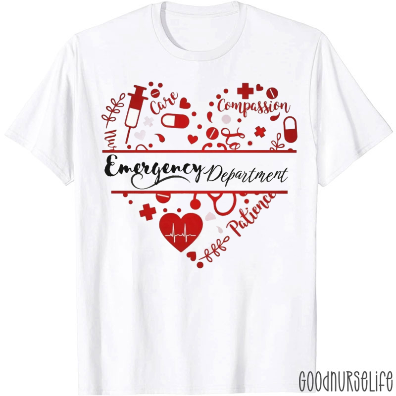 Emergency Department Valentine Love Heart T-shirt
