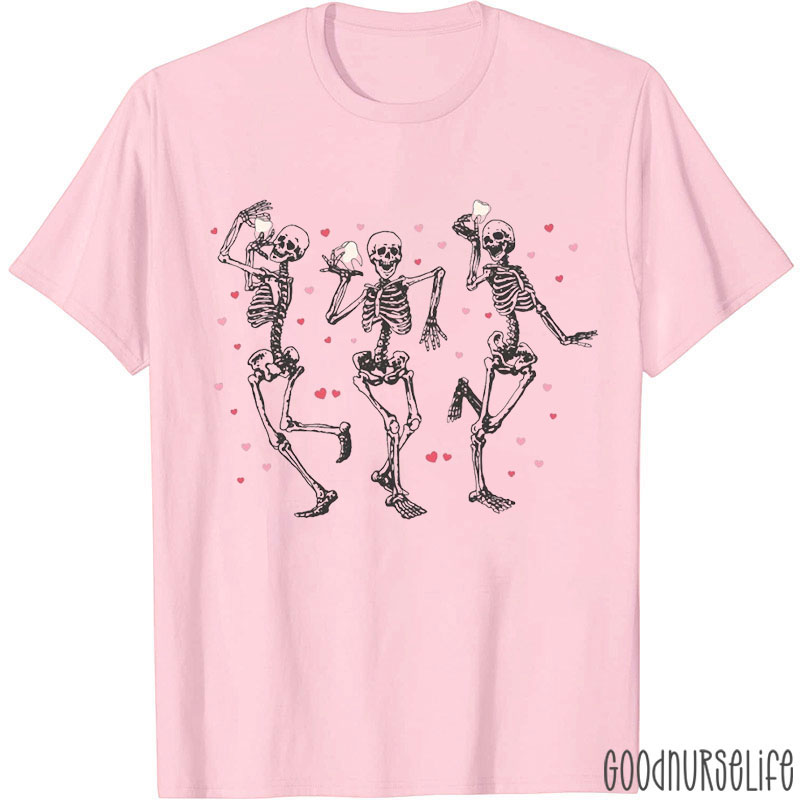 Happy Valentine's Day Dancing Skeleton Nurse T-shirt