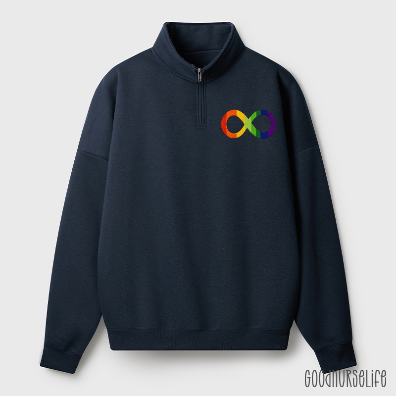 Embroidered Infinity Ribbon Quarter Zip Sweatshirt