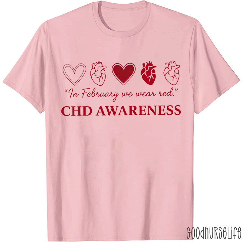 In February We Wear Red Heart Defect Support T-shirt