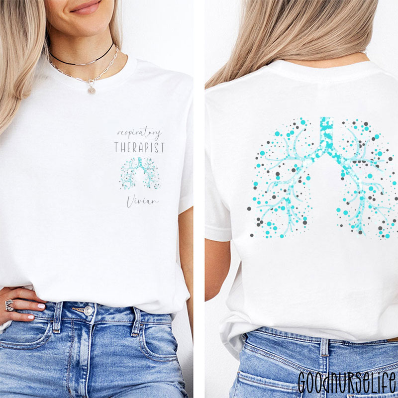 Personalized Name Respiratory Therapist Pulmonary Nurse Two Sided T-Shirt