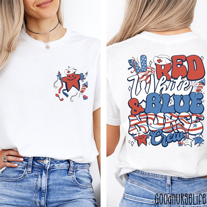 Personalized Red White And Holiday Crew Two Sided T-Shirt