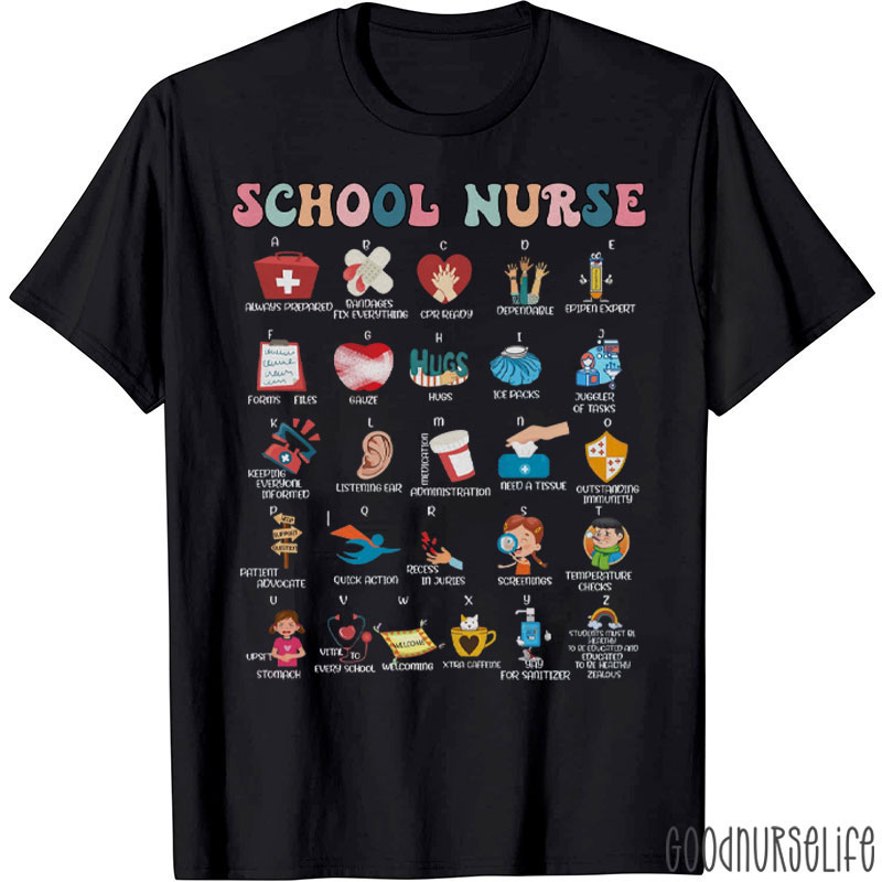 Funny School Nurse Alphabet Nurse T-Shirt