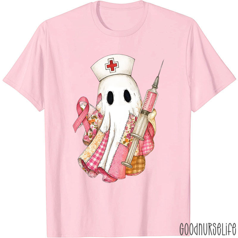 Ghost Nurse For Breast Cancer Awareness Nurse T-Shirt