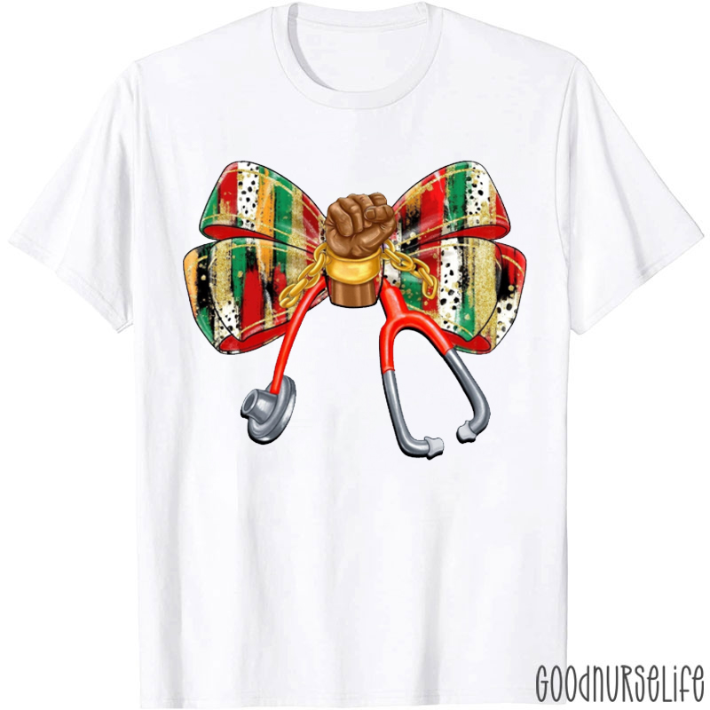 African American Bow Tie Nurse T-Shirt