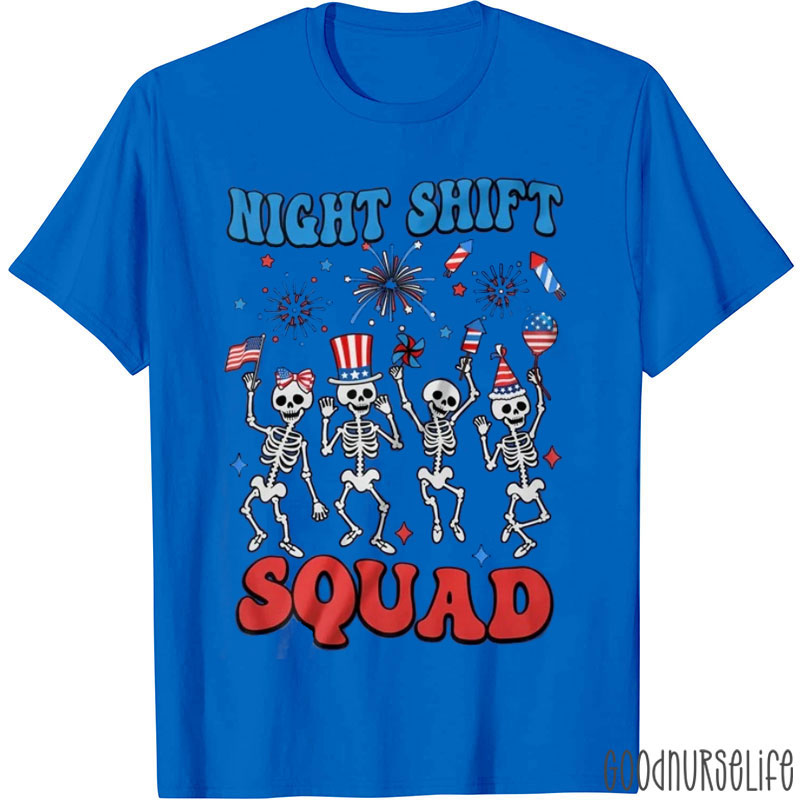 Skeletons Night Shift Squad Nurse T-Shirt