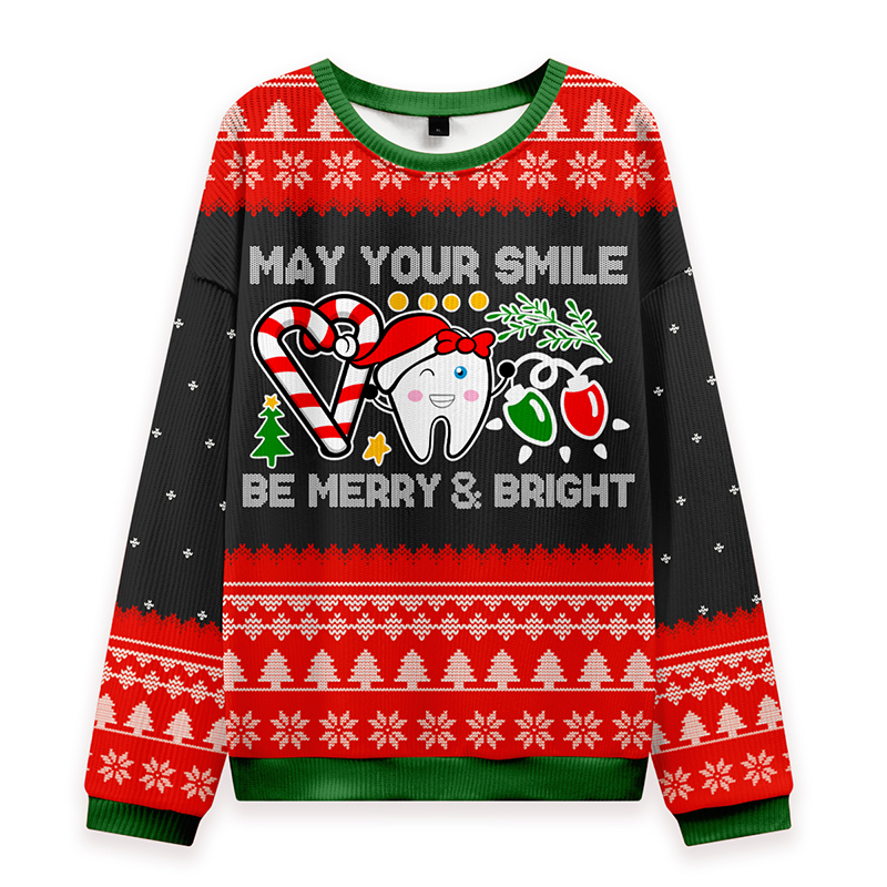 May You Smile Be Merry And Bright Nurse Ungly Knit Sweatshirt