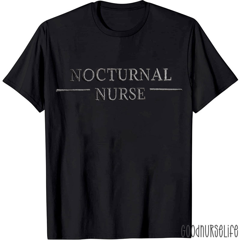 Nocturnal RN Embroidered Nurse T-shirt
