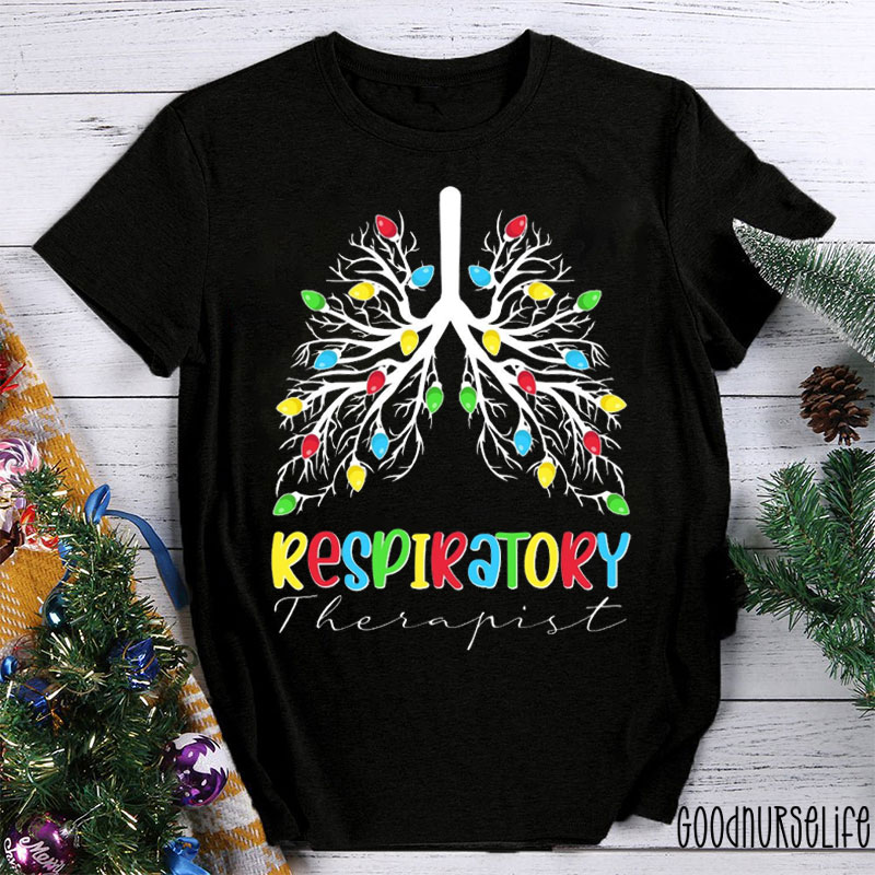 Christmas Lights Respiratory Therapist Nurse T-shirt