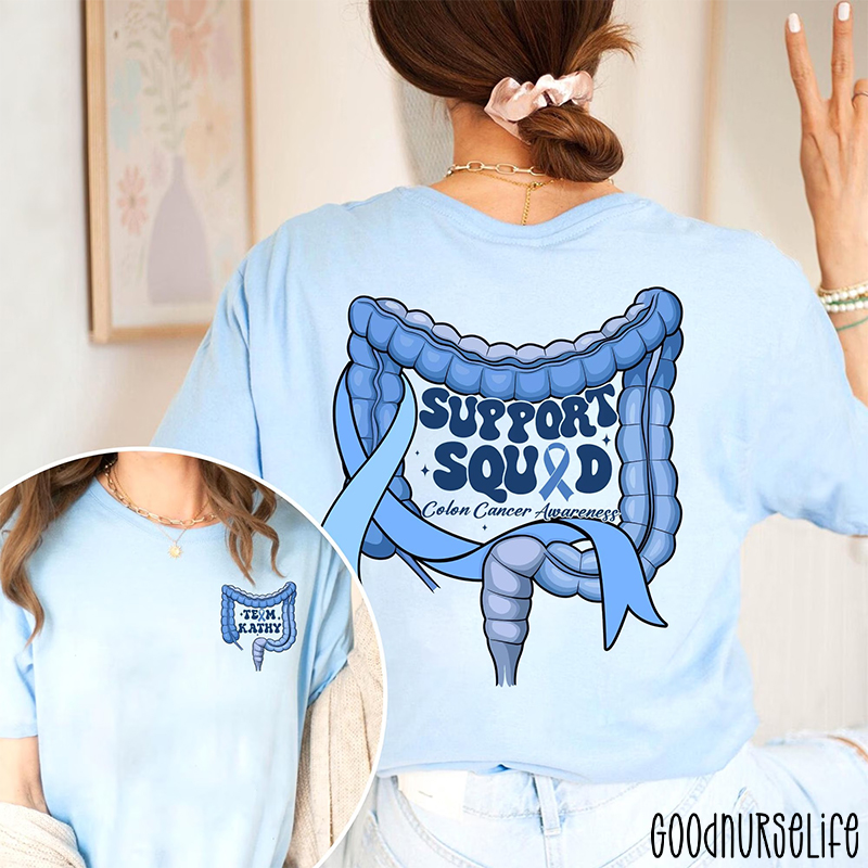 Personalized Colon Cancer Support Squad Two Sided T-Shirt