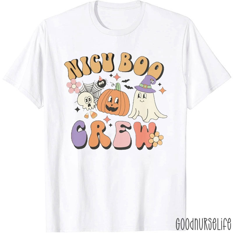 Nicu Boo Pumpkin And Ghost Crew T-Shirt