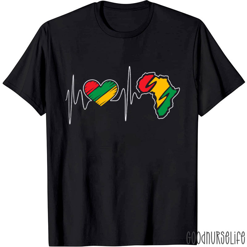 Juneteenth Heartbeat Black History Nurse T-Shirt