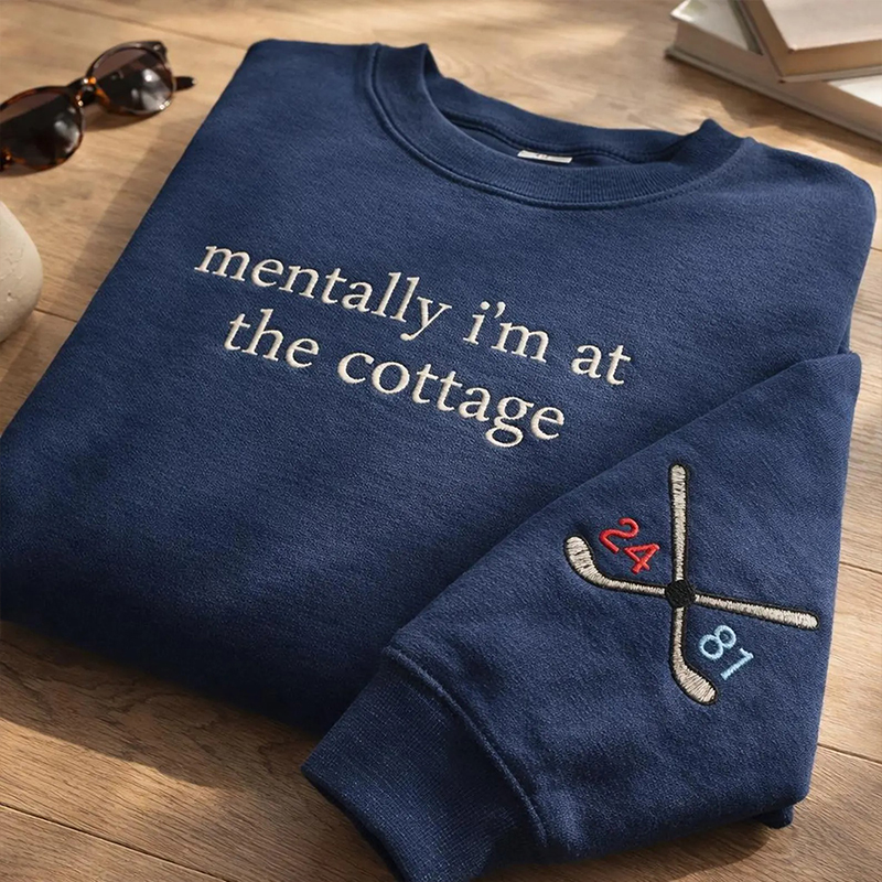 Embroidered Mentally I’m At The Cottage Sweatshirt