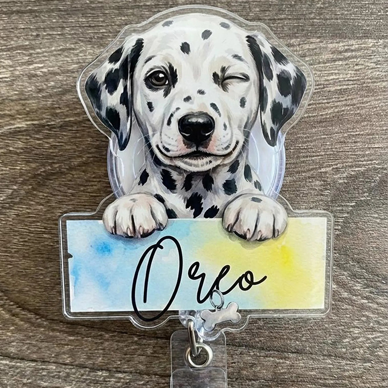 Personalized Cute Peeking Pet Nurse Badge Reel