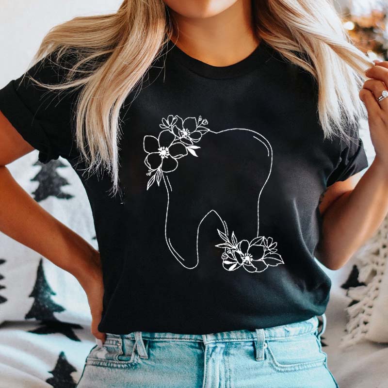 Floral Tooth Nurse T-Shirt