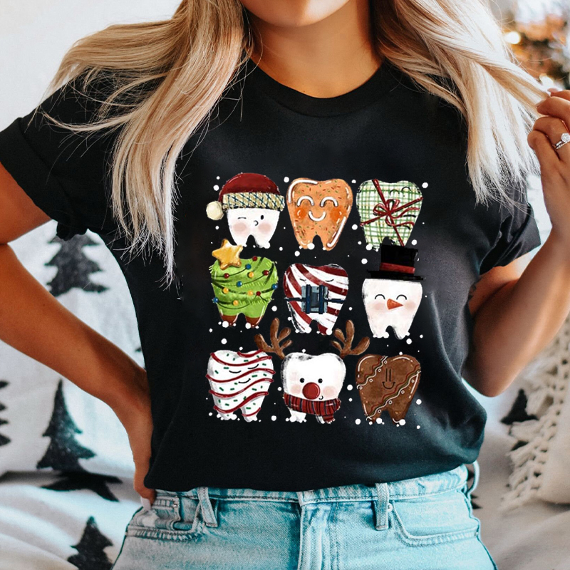 Cute Christmas Teeth Nurse T-Shirt