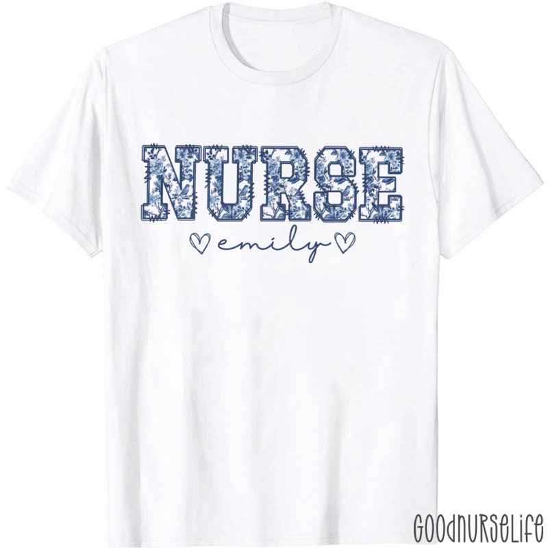 Personalized Name Toile Nurse T-Shirt