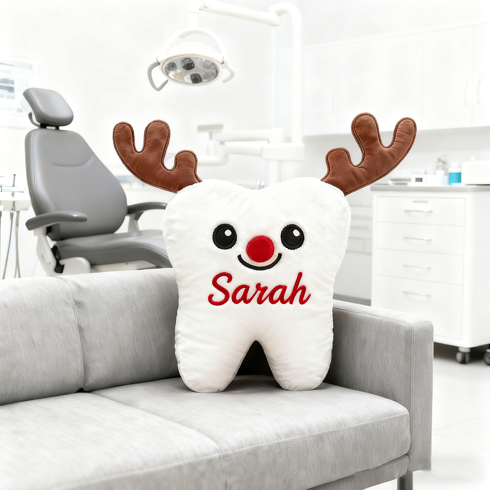 Personalized Red Nose Elk Tooth Cushion