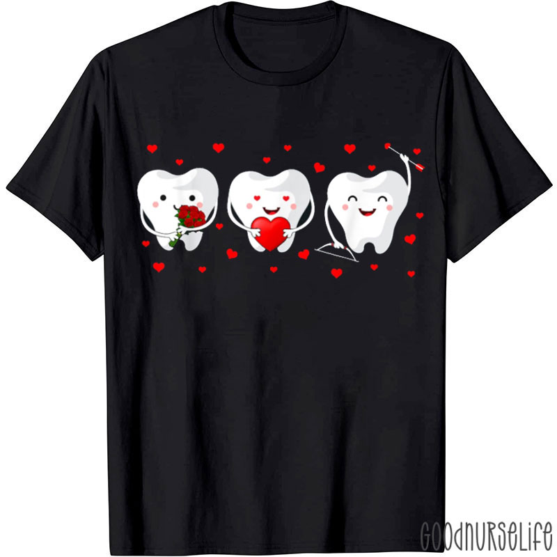 Cute Teeth Hugging Heart Rose T-shirt