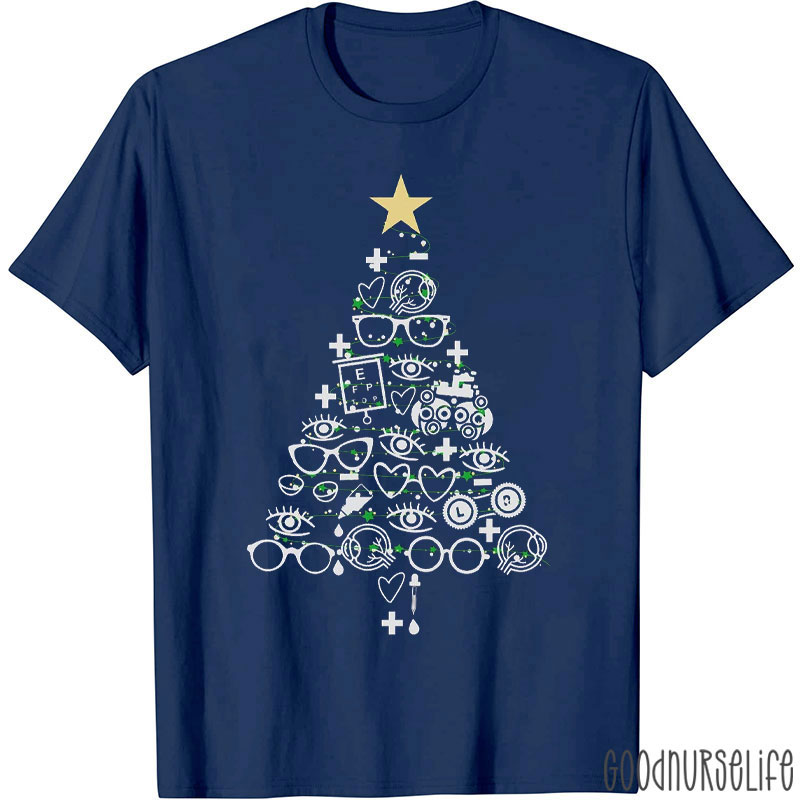 Ophthalmology Christmas Eye Care Festive Tree T-Shirt