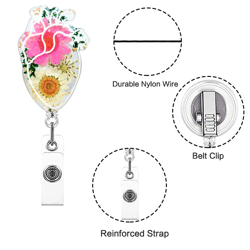 Flower Heart Nurse Badge Reel