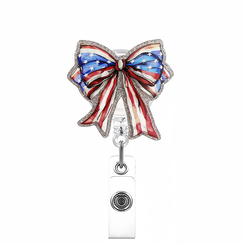 American Flag Bow Badge Reel