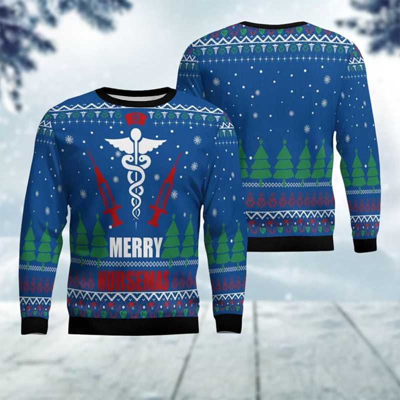 Christmas Merry Nursemas Ugly Fluffy Christmas Sweater