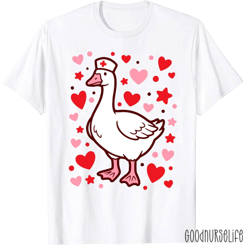 Goose Nurse With Cute Hearts Nurse T-shirt