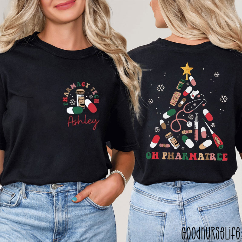 Personalized Oh Pharmatree Nurse Two Sided T-Shirt