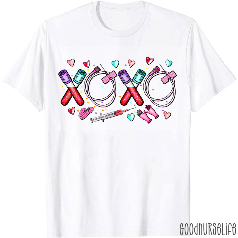Valentine XOXO Phlebotomy T-shirt