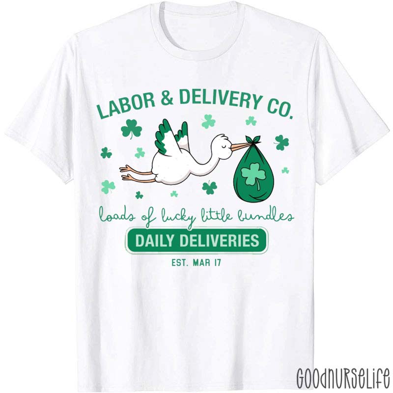 Labor And Delivery Co Loads Of Lucky Little Bundles Nurse T-Shirt