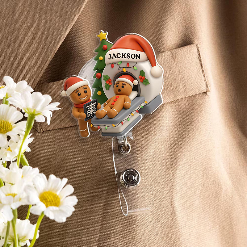 Personalized Name Christmas Rad Tech Badge Reel