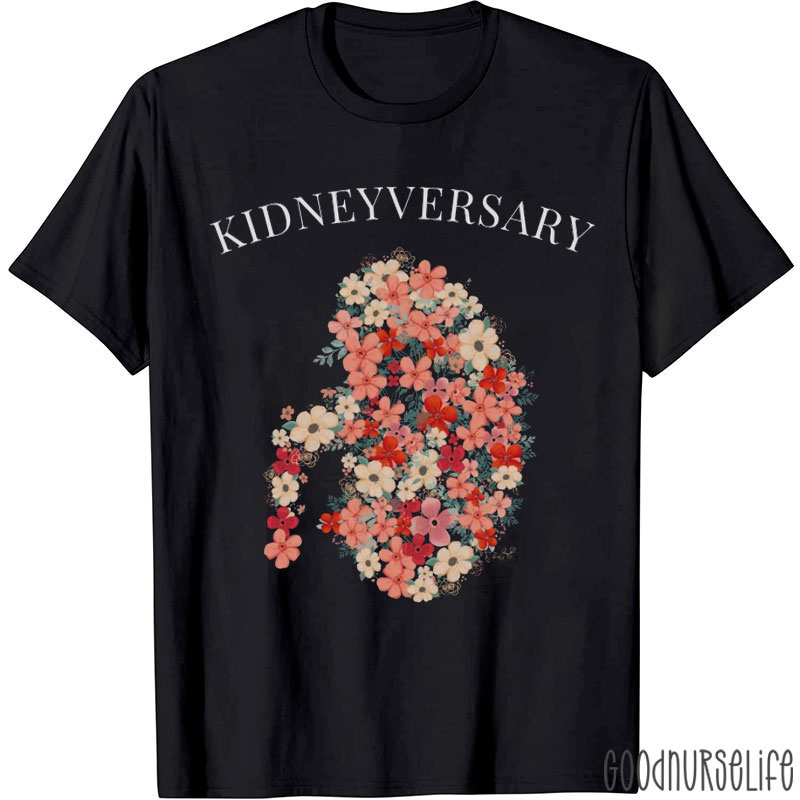 Floral Kidneyversary Nurse T-shirt