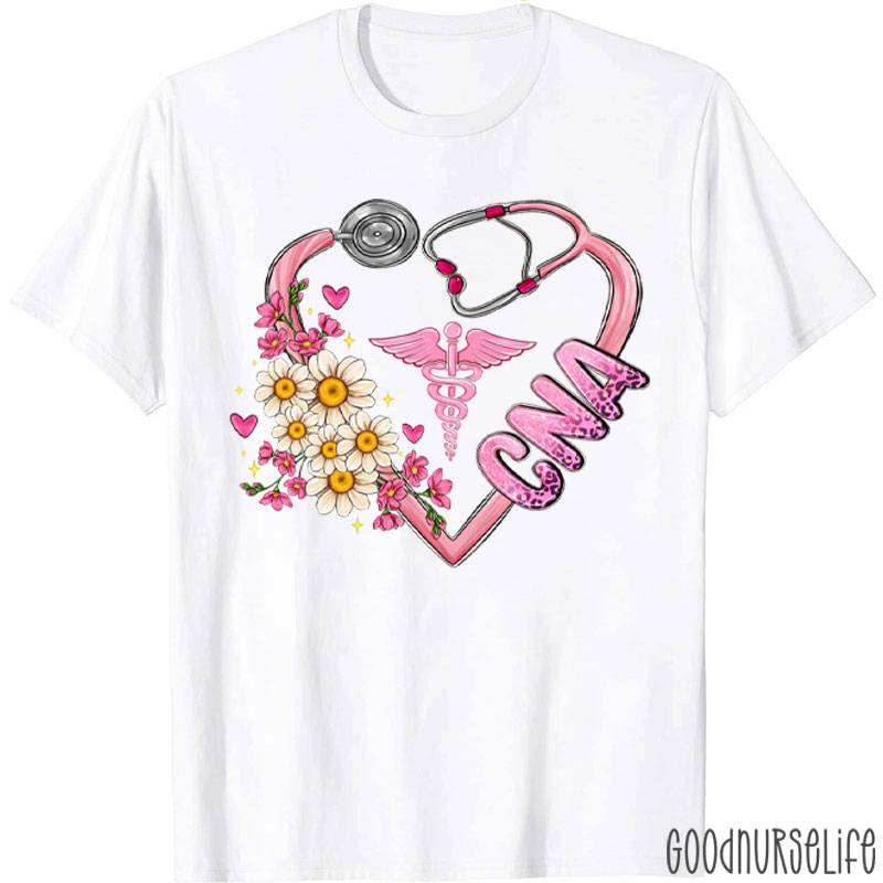 Heart Stethoscope CNA Nurse T-Shirt
