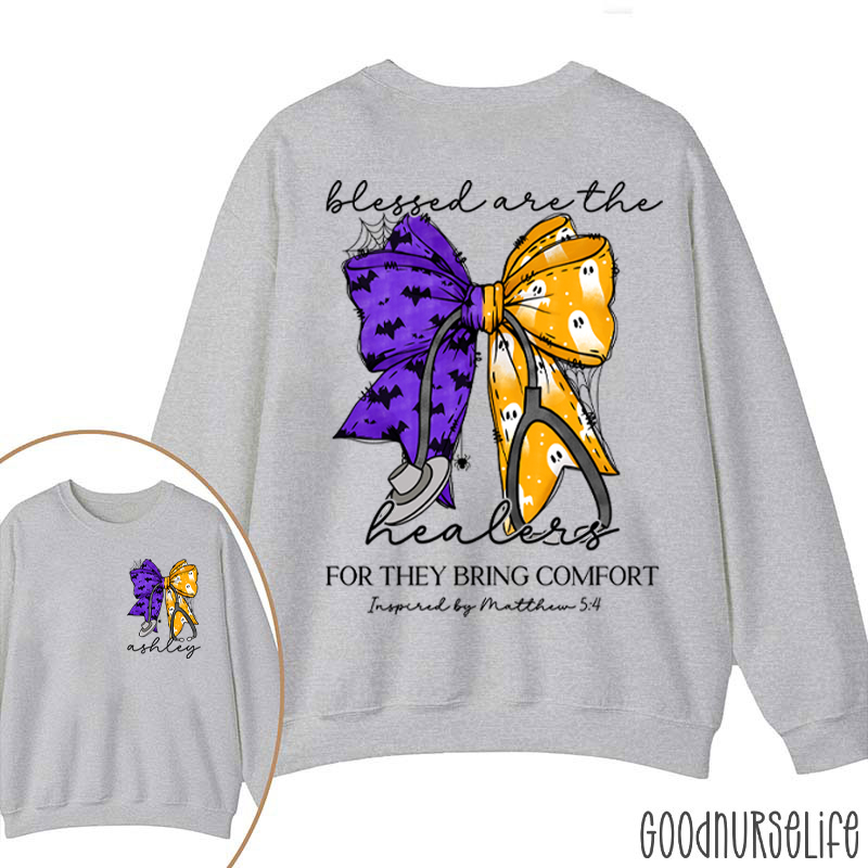 Personalized Halloween Bow Stethoscope Nurse Two Sided Sweatshirt
