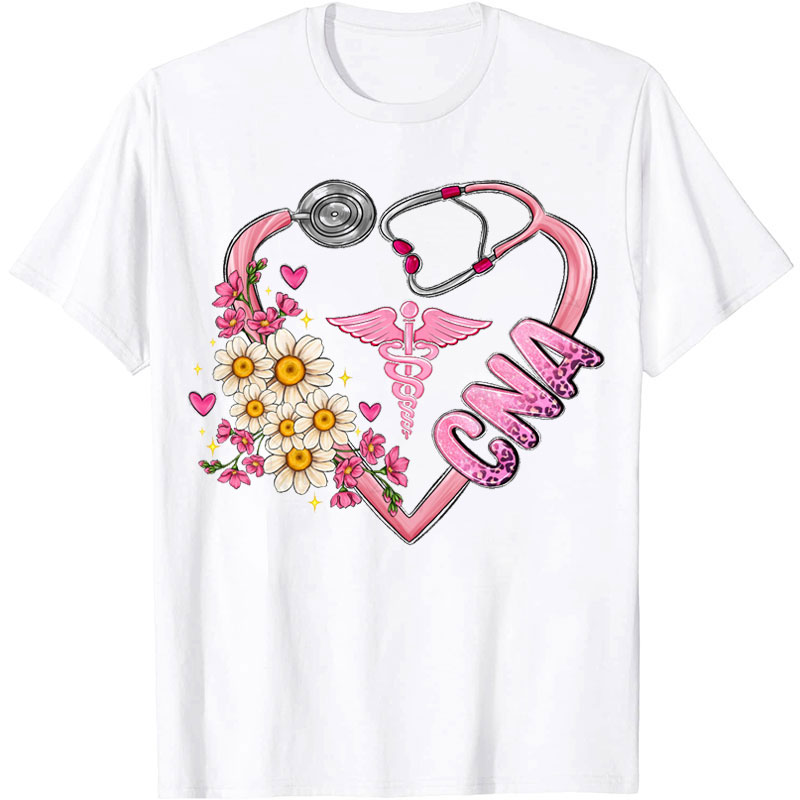 Pink Stethoscope Heart Breast Cancer Awareness Nurse T-shirt