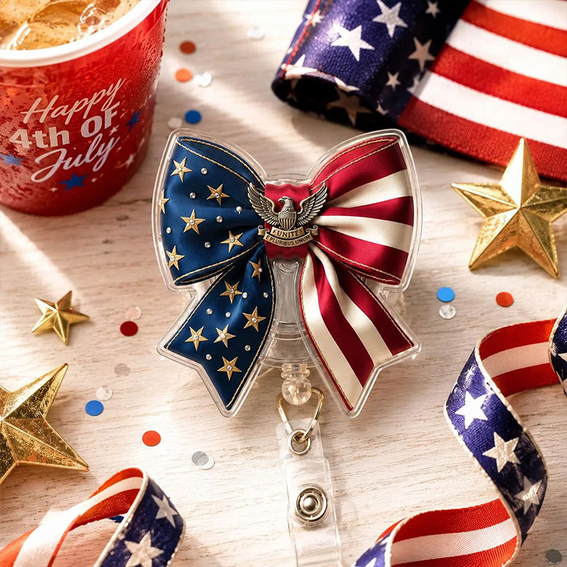 The Fourth Of July Bow Nurse Badge Reel