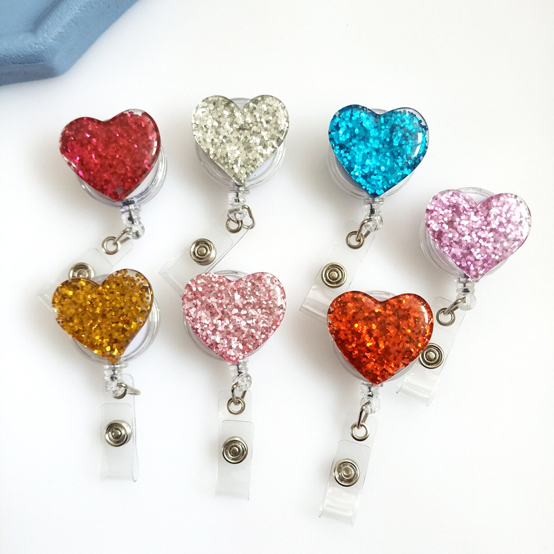 Glitter Heart Nurse Badge Reel