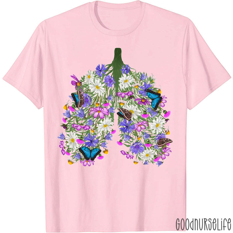 Respiratory Therapist Floral Lung T-Shirt