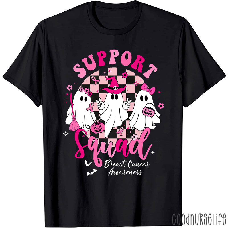 Support Squad Breast Cancer Awareness Ghosts Nurse T-Shirt