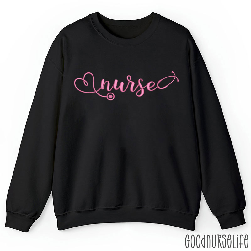 Embroidered Nurse And Stethoscope Nurse Sweatshirt