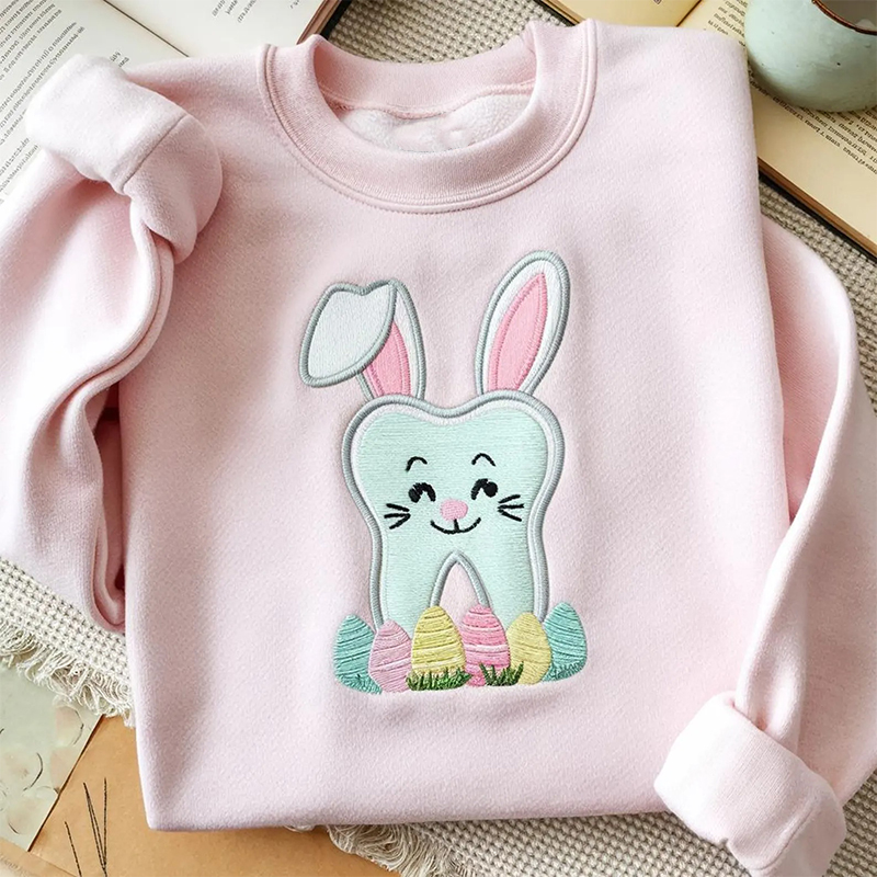 Embroidered Easter Bunny Tooth Sweatshirt